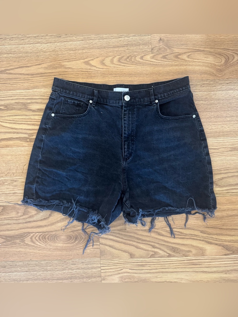 LOFT Black Frayed Hem Denim Shorts - 32/14